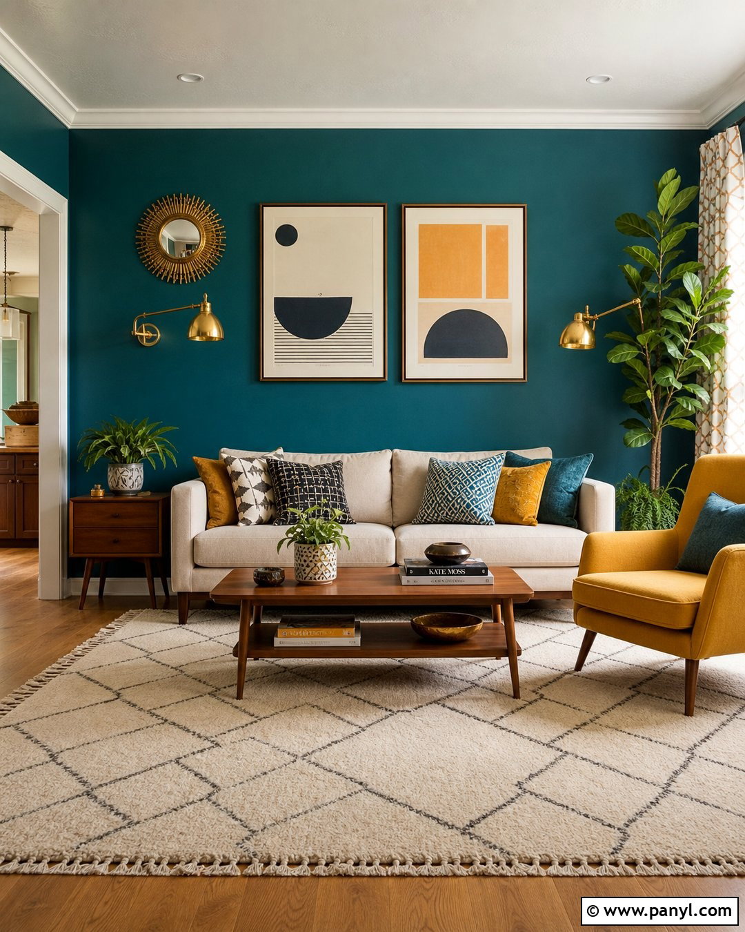 Teal Wall With Mustard Accents - 20 How To Style A Teal Wall Ideas