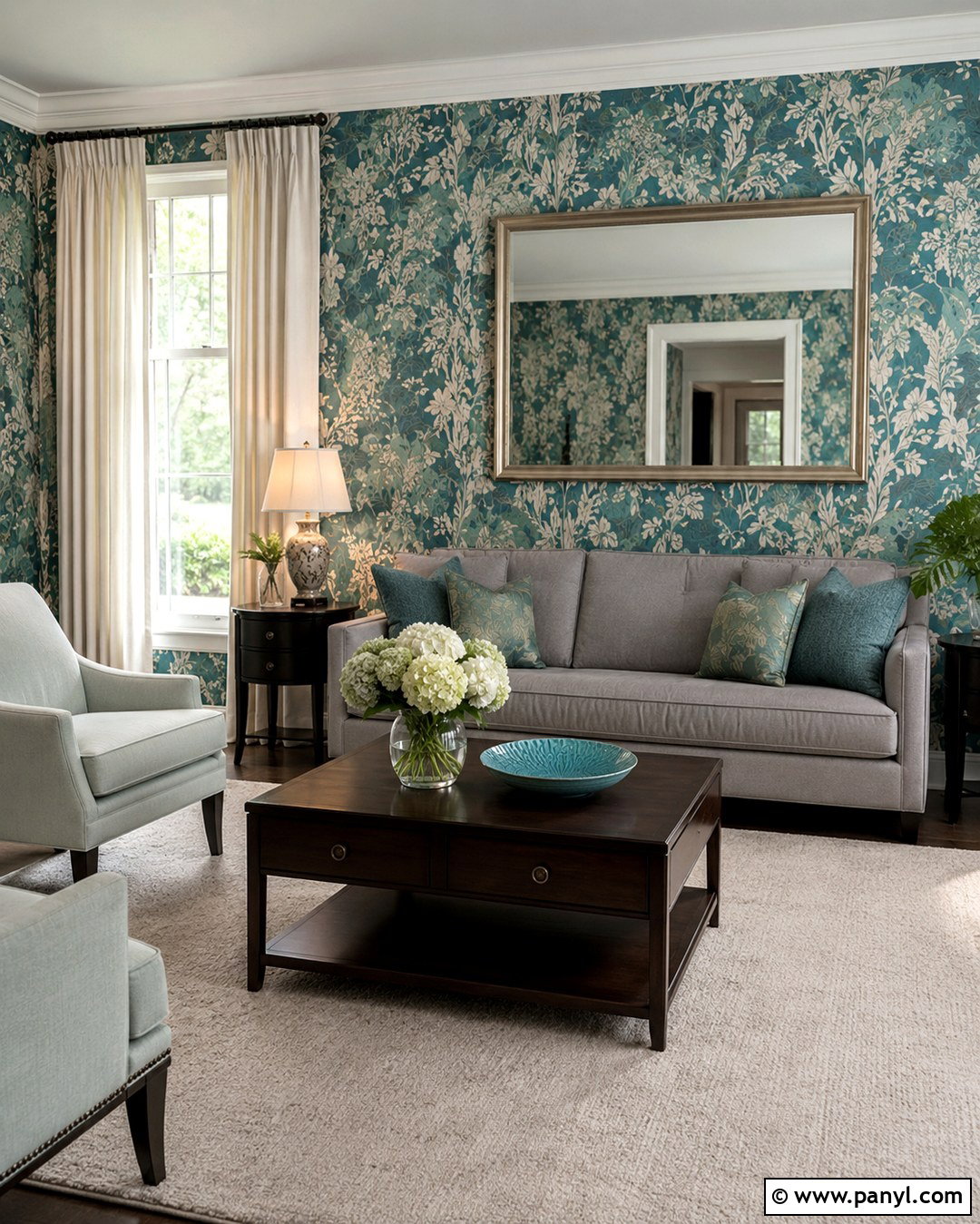 Teal Wallpaper Walls With Grey Sofa - 20 Teal Walls Grey Sofa Ideas
