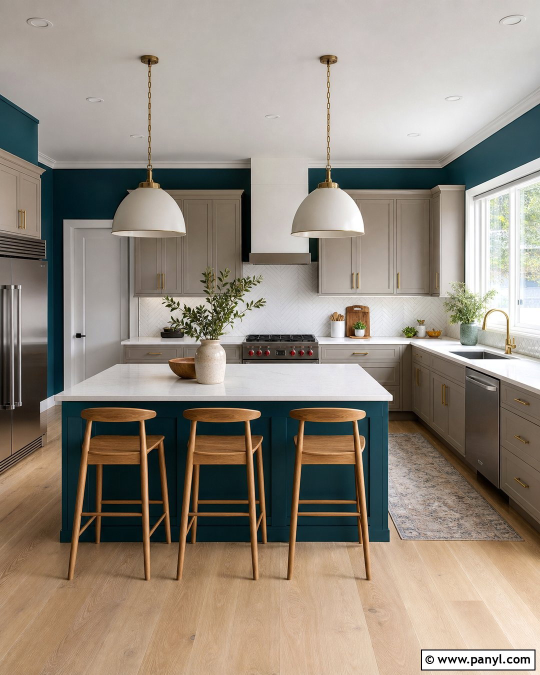 Teal Walls With A Matching Island - 20 Modern Kitchen With Teal Walls