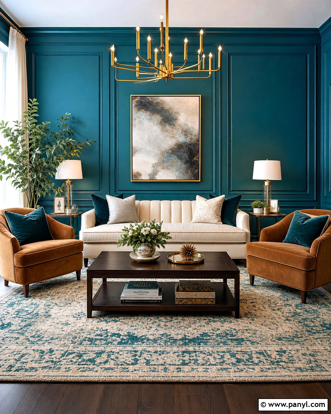 Teal Walls With Brass Accents - 20 teal walls