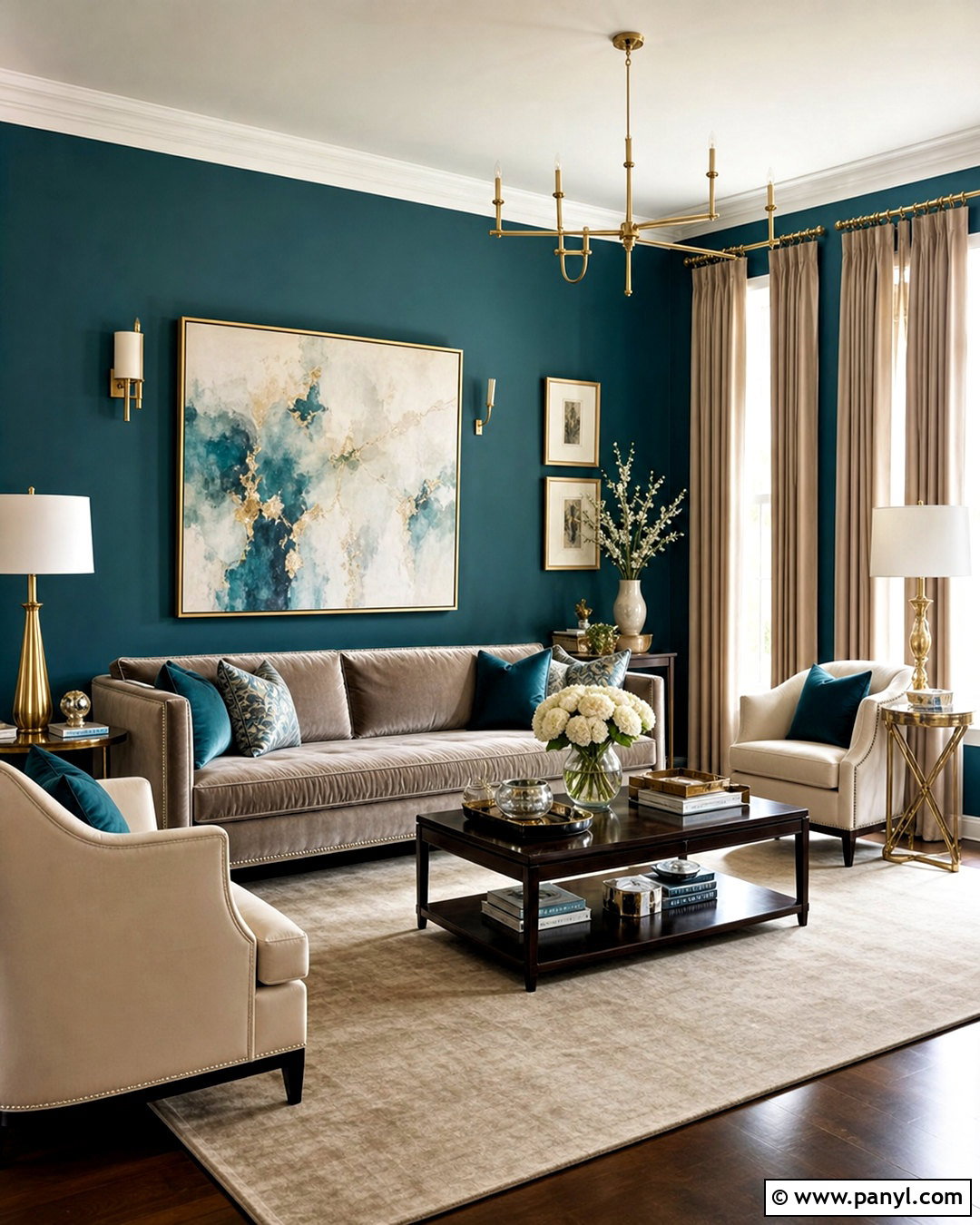 Teal Walls With Brass Accents - 20 teal walls living room ideas