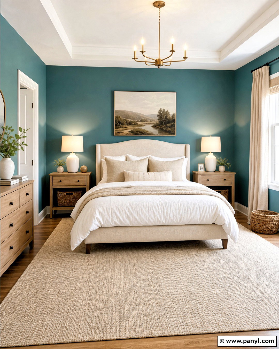 Teal Walls With Cream Bedding - 20 teal wall bedroom ideas