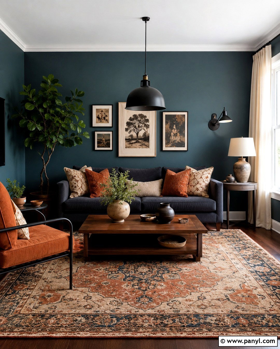 Teal Walls With Grey Sofa And Rust Decor - 20 Teal Walls Grey Sofa Ideas