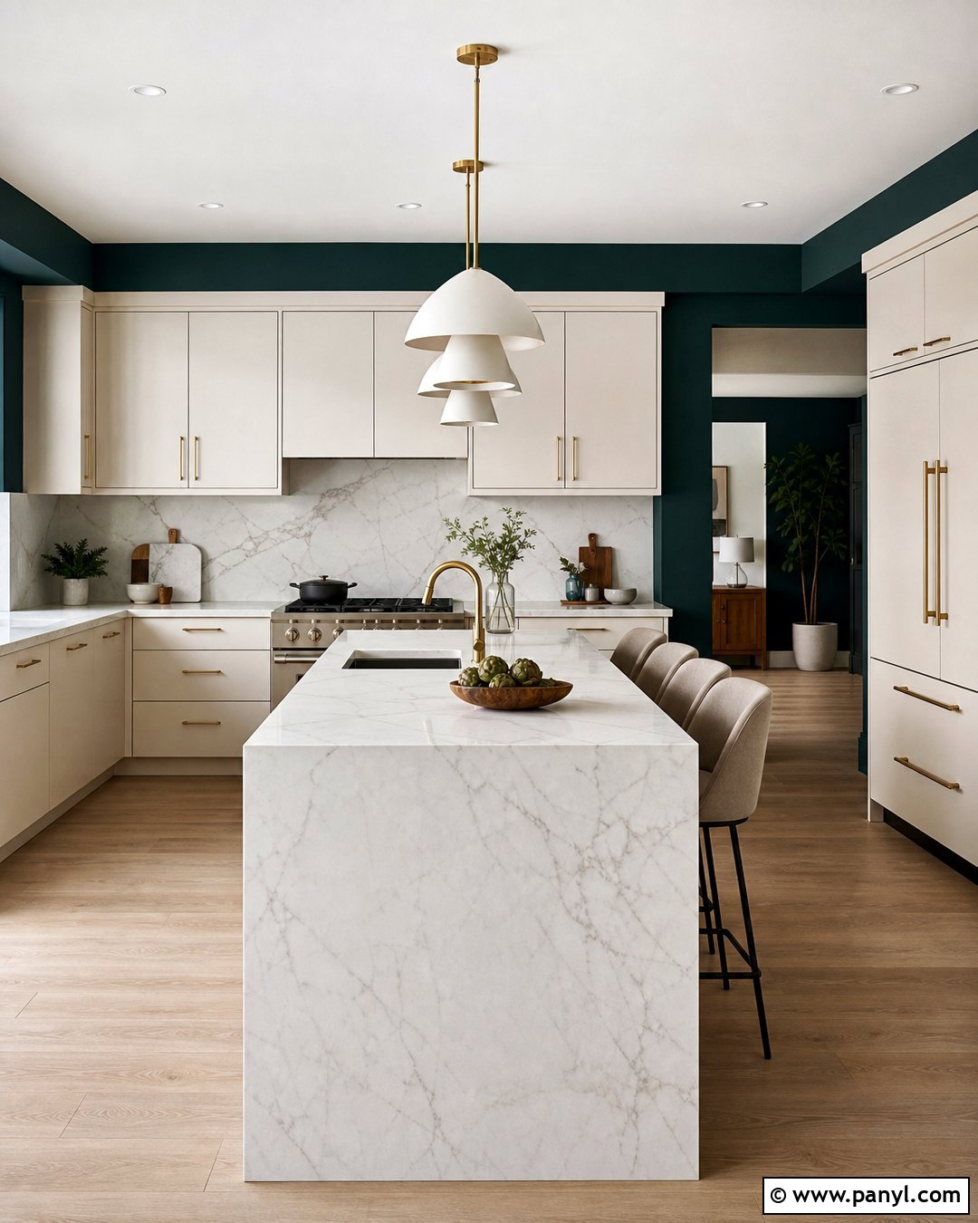 Teal Walls With Marble Countertops - 20 Modern Kitchen With Teal Walls