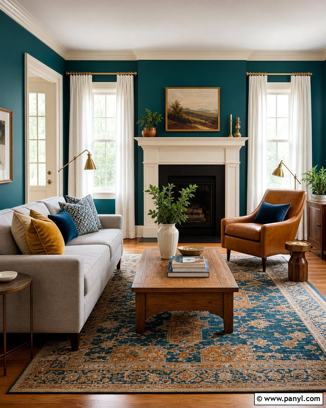 Teal Walls With Off-White Trim - 25 Painted Baseboards And Trim Wall Colors