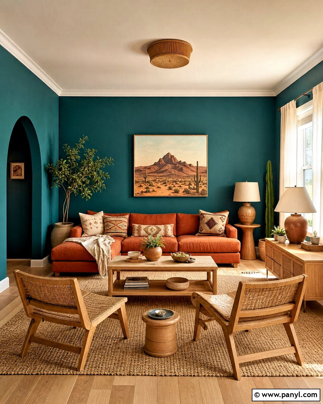 Teal Walls With Terracotta Furniture - 20 teal walls living room ideas