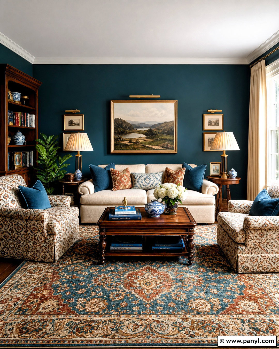 Teal Walls With Traditional Furniture - 20 teal walls living room ideas