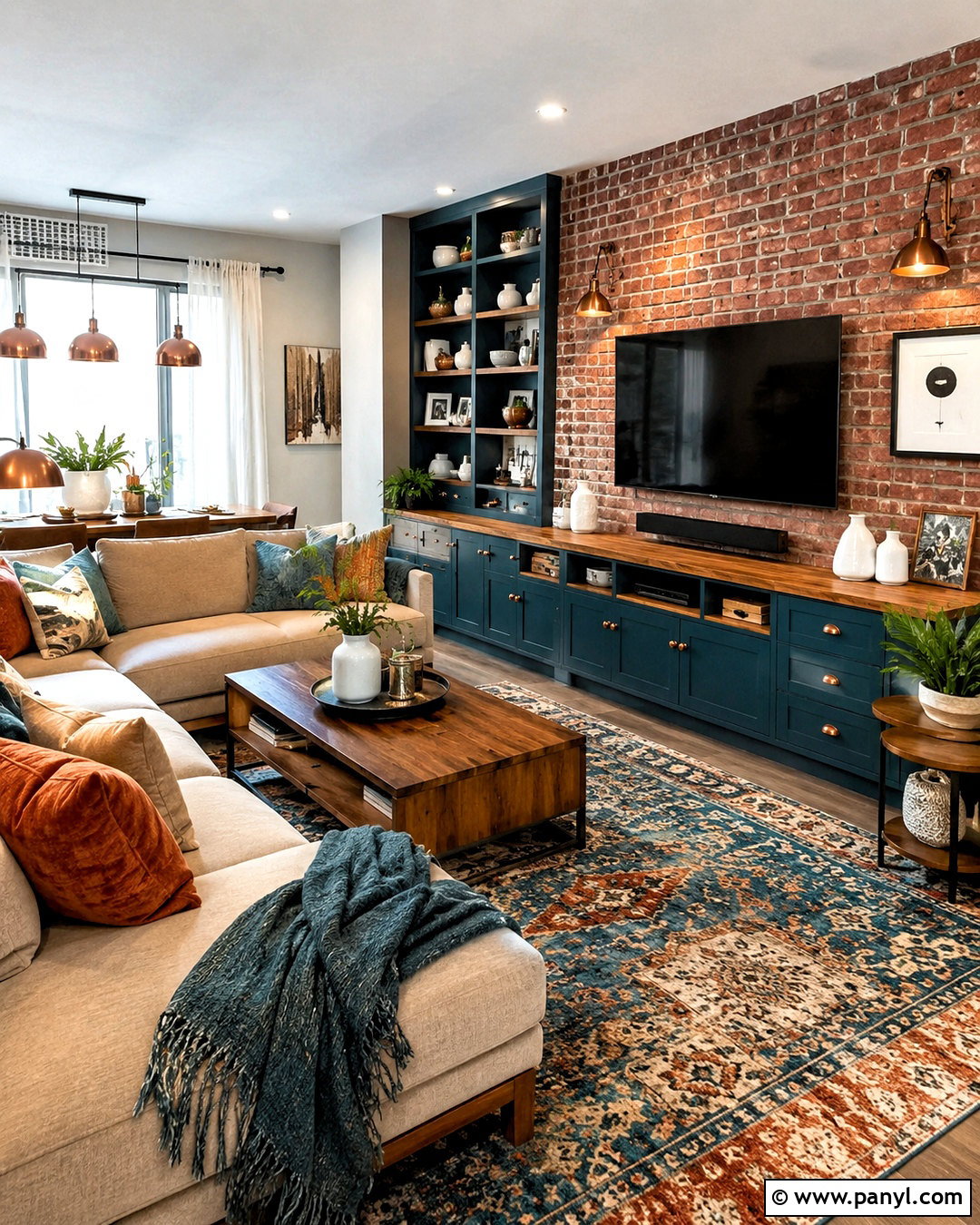 Teal With A Brick Wall - 20 What Color Goes With Brick Wall Ideas