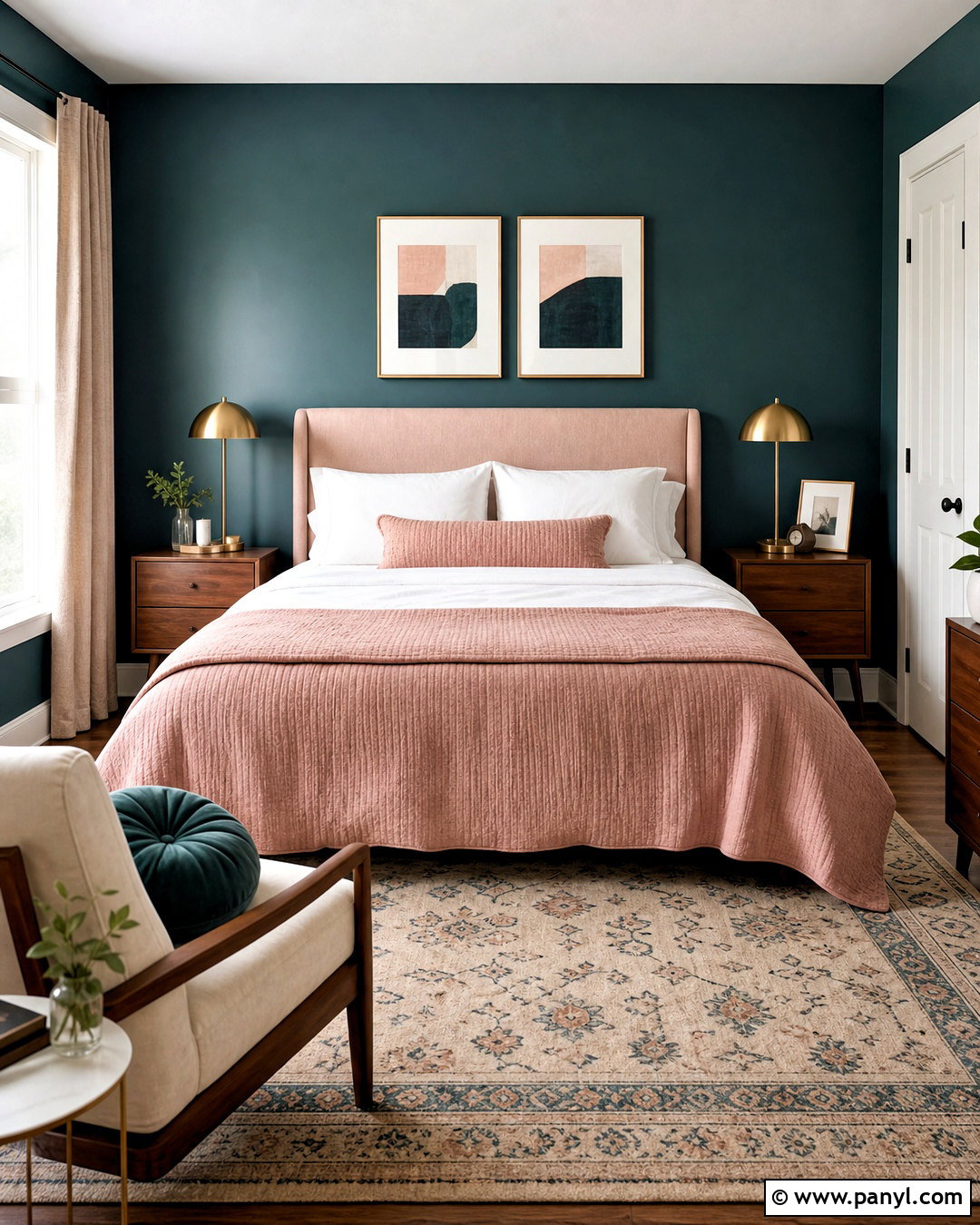Teal and Blush Bedroom - 20 teal interior design ideas