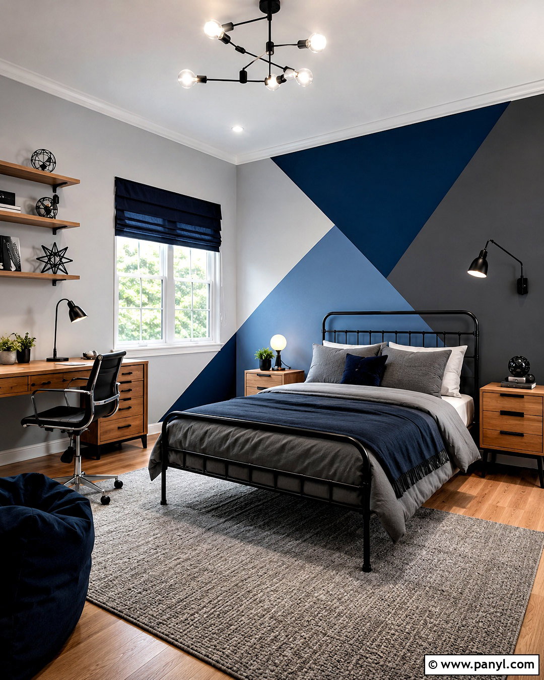 Teen Bedroom Triangle Geometric Wall Paint - 35 Simple Geometric Wall Paint Ideas
