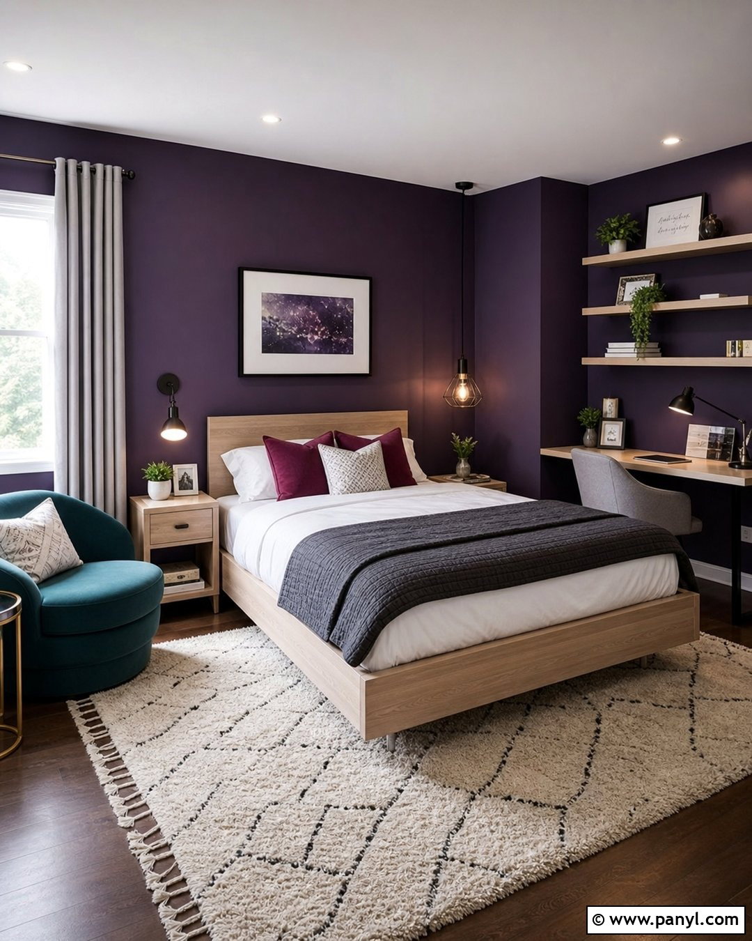 Teen Bedroom With Dark Purple Walls - 35 Dark Purple Walls