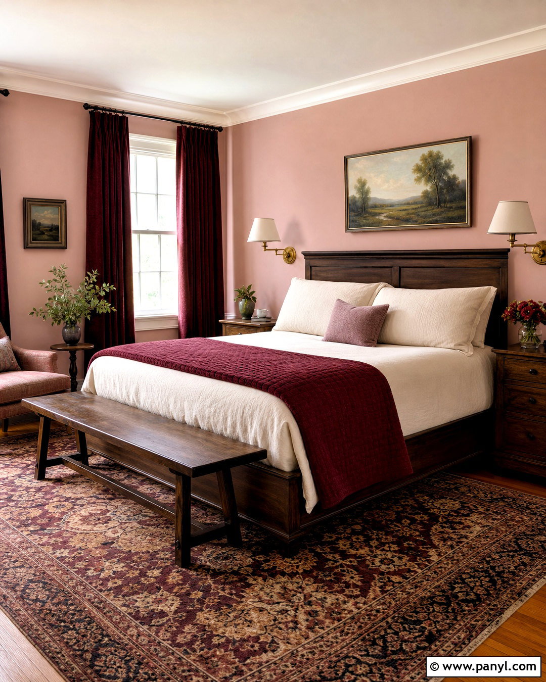 Templeton Pink Bedroom With Burgundy Accents - 20 templeton pink farrow and ball ideas