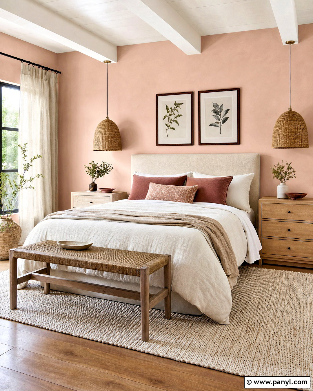 Templeton Pink Bedroom With Natural Linen - 20 templeton pink farrow and ball ideas