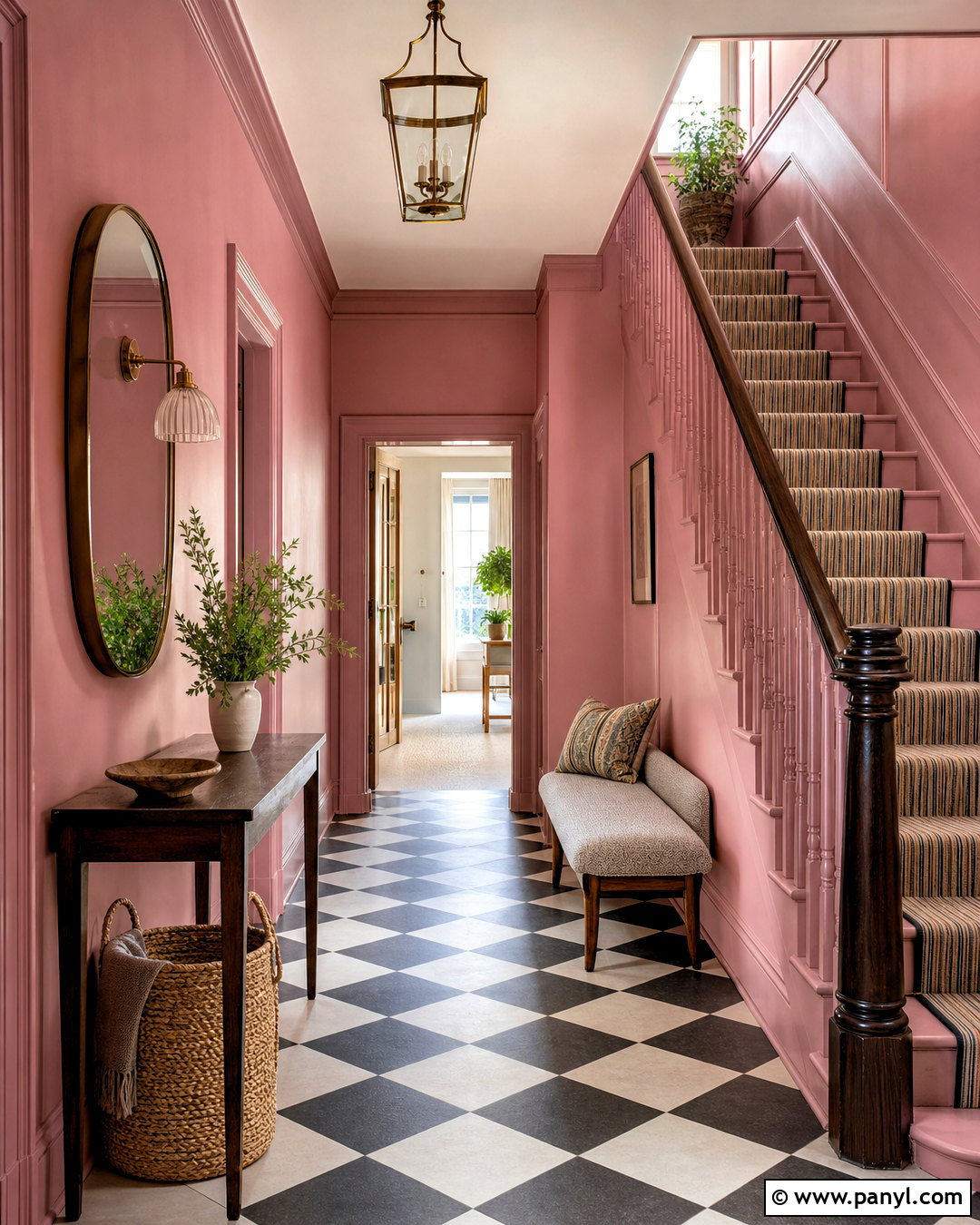 Templeton Pink Entryway With Checkerboard Floor - 20 templeton pink farrow and ball ideas
