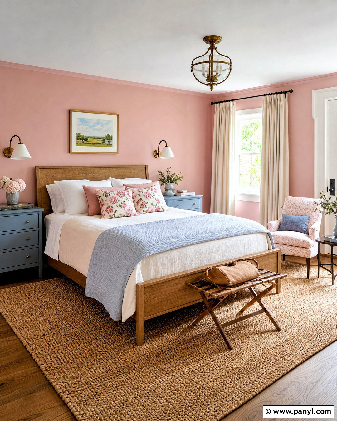 Templeton Pink Guest Room With Blue Details - 20 templeton pink farrow and ball ideas
