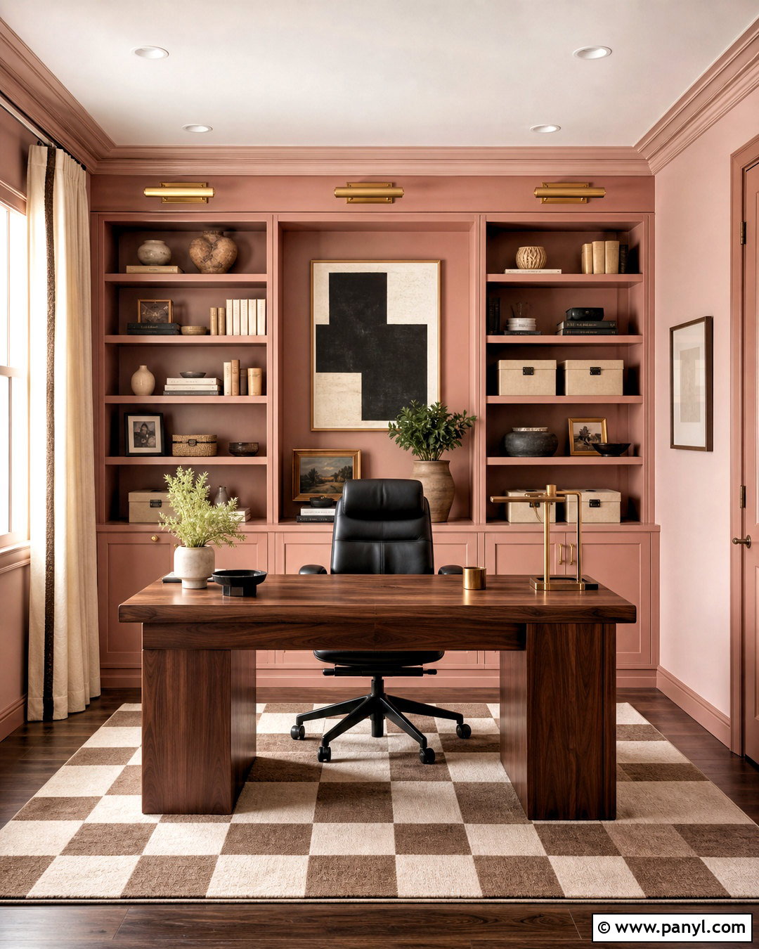 Templeton Pink Home Office With Built-In Shelves - 20 templeton pink farrow and ball ideas