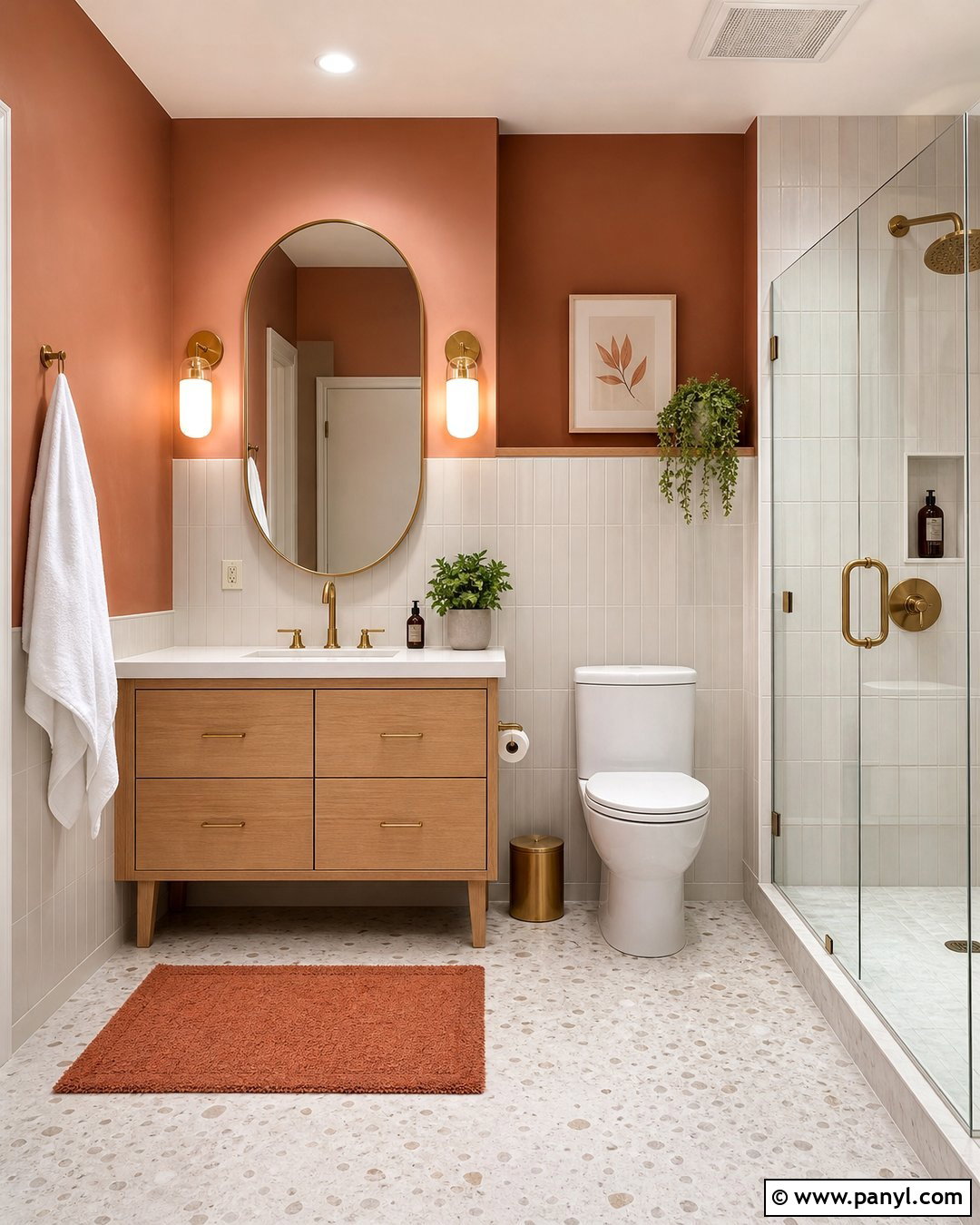 Terra Cotta Bathroom With Cream Tile - 30 terra cotta wall color ideas