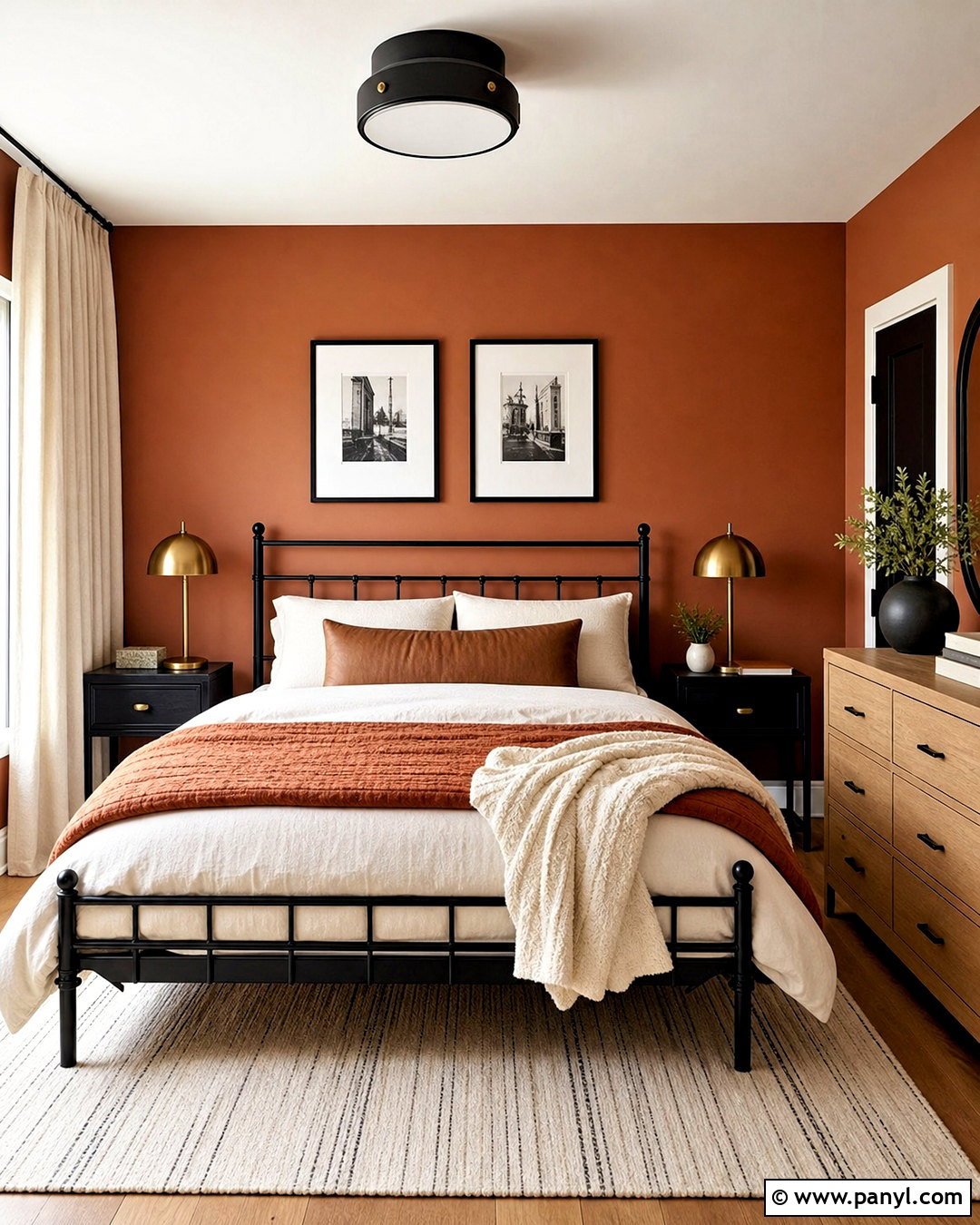 Terra Cotta Bedroom With Black Accents - 20 terra cotta bedroom ideas