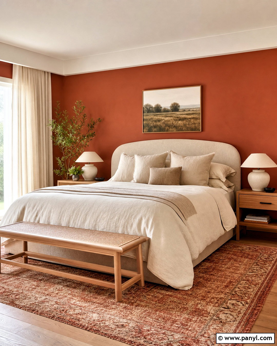 Terra Cotta Bedroom With Cream Bedding - 20 terra cotta bedroom ideas