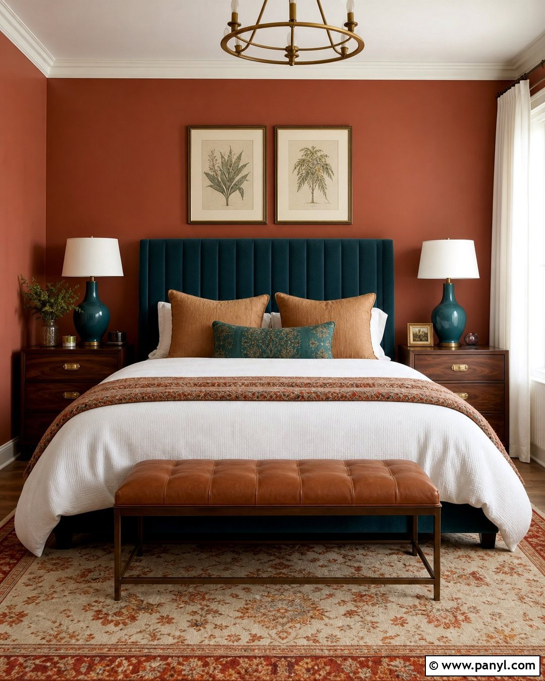 Terra Cotta Bedroom With Teal Accents - 30 terra cotta wall color ideas