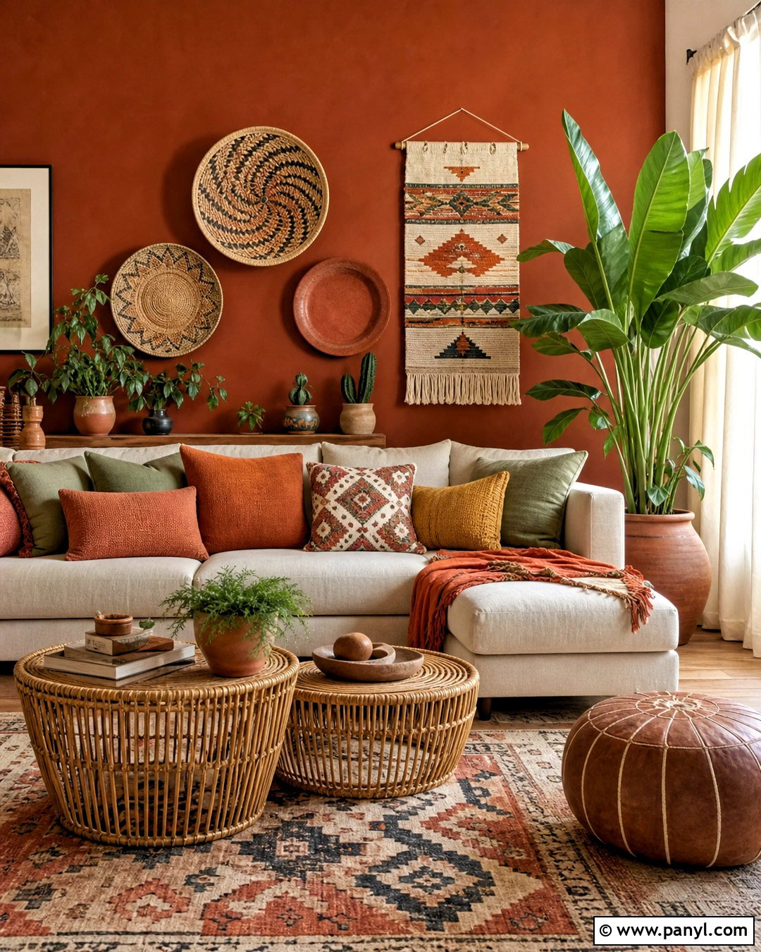Terra Cotta Boho Accent Wall - 20 terra cotta accent wall ideas