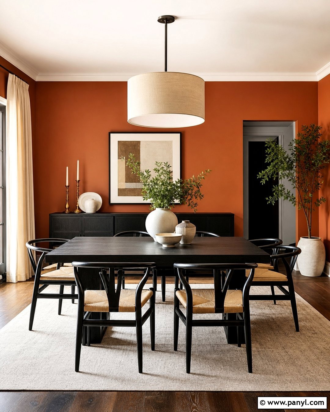 Terra Cotta Dining Room With Black Furniture - 30 terra cotta wall color ideas