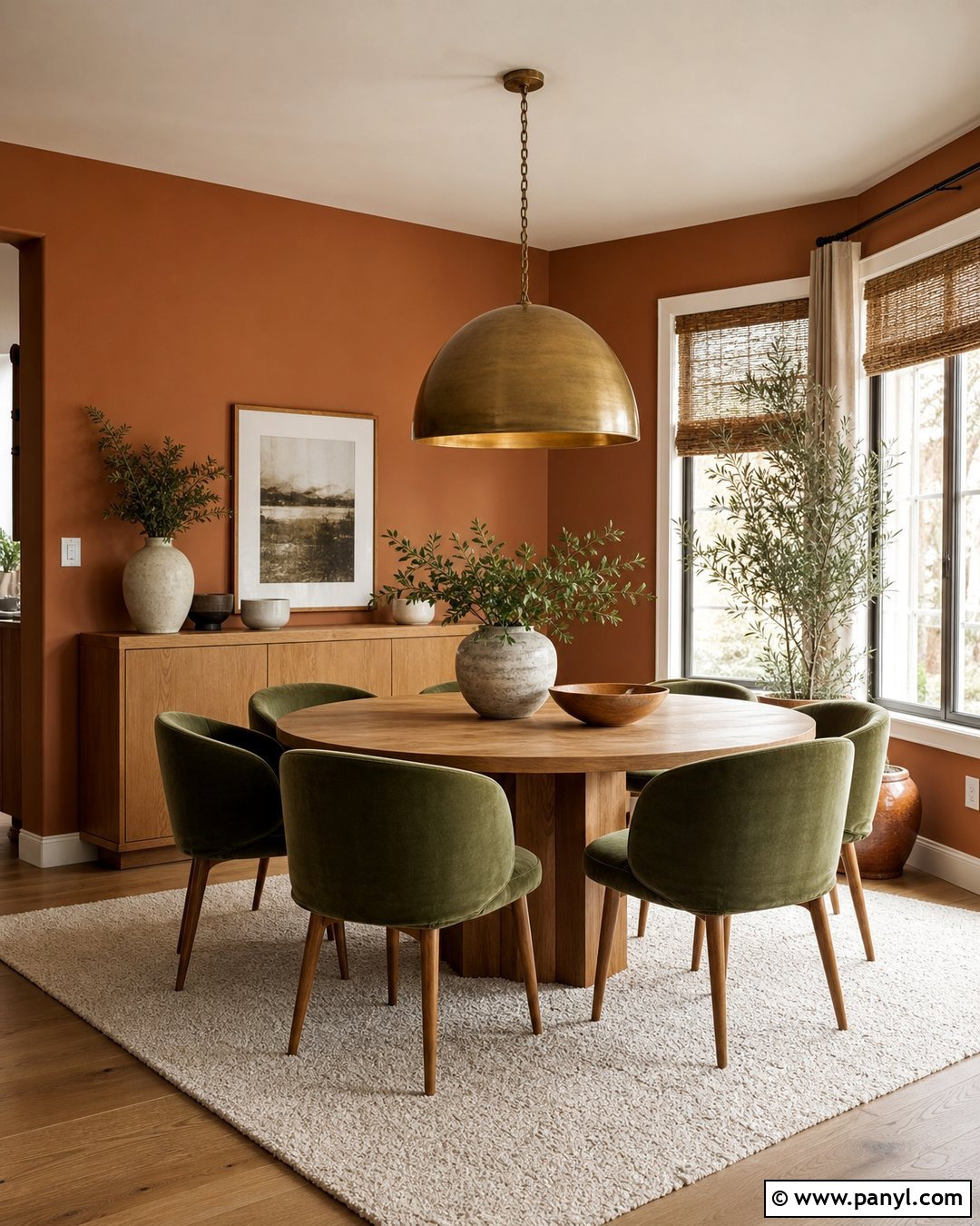 Terra Cotta Dining Room With Olive Green Accents - 30 terra cotta wall color ideas