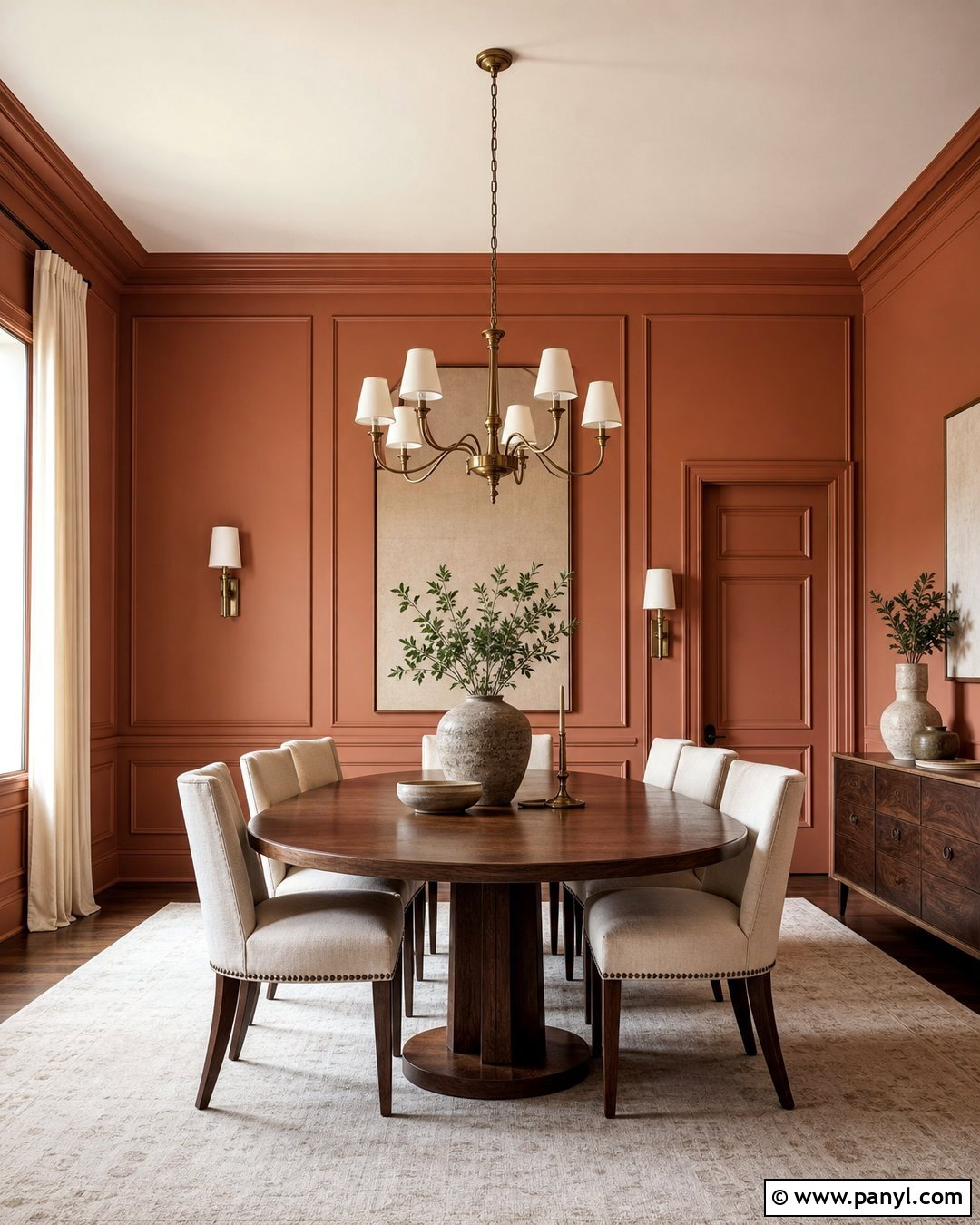 Terra Cotta Dining Room With Wall Molding - 30 terra cotta wall color ideas