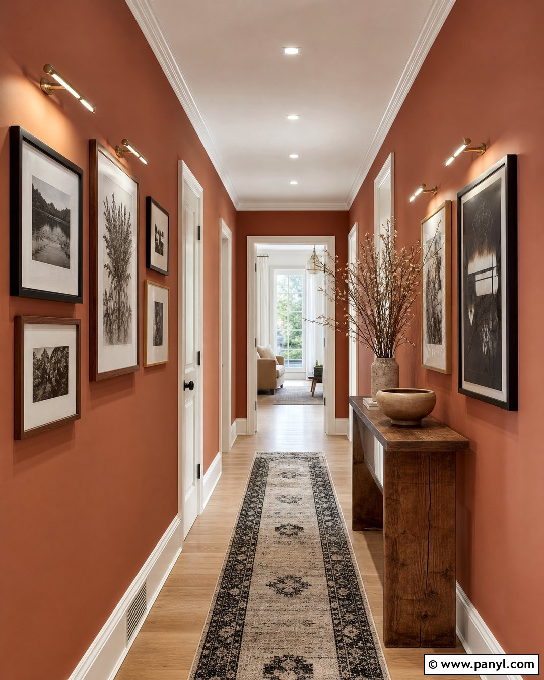 Terra Cotta Hallway With Gallery Wall - 30 terra cotta wall color ideas