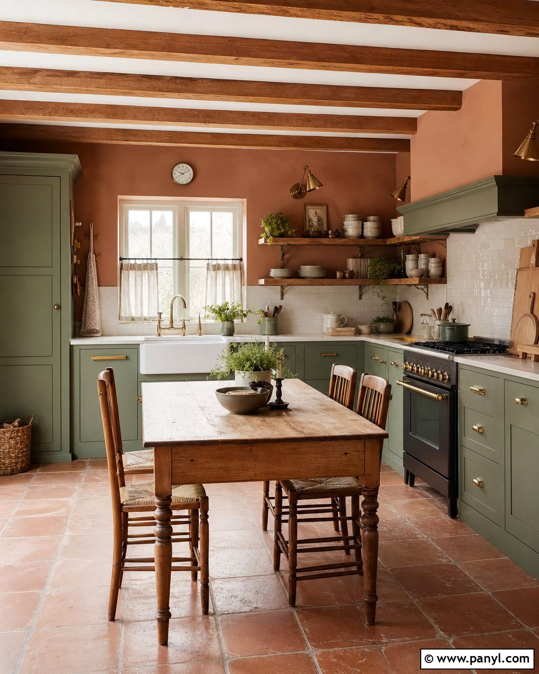 Terra Cotta Kitchen With Sage Green Cabinets - 30 terra cotta wall color ideas