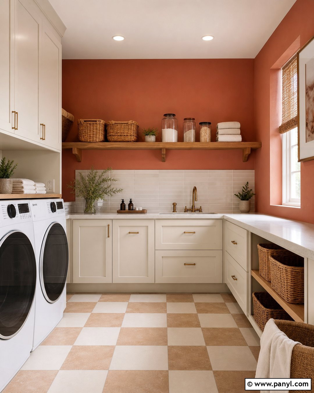 Terra Cotta Laundry Room With Cream Cabinets - 30 terra cotta wall color ideas