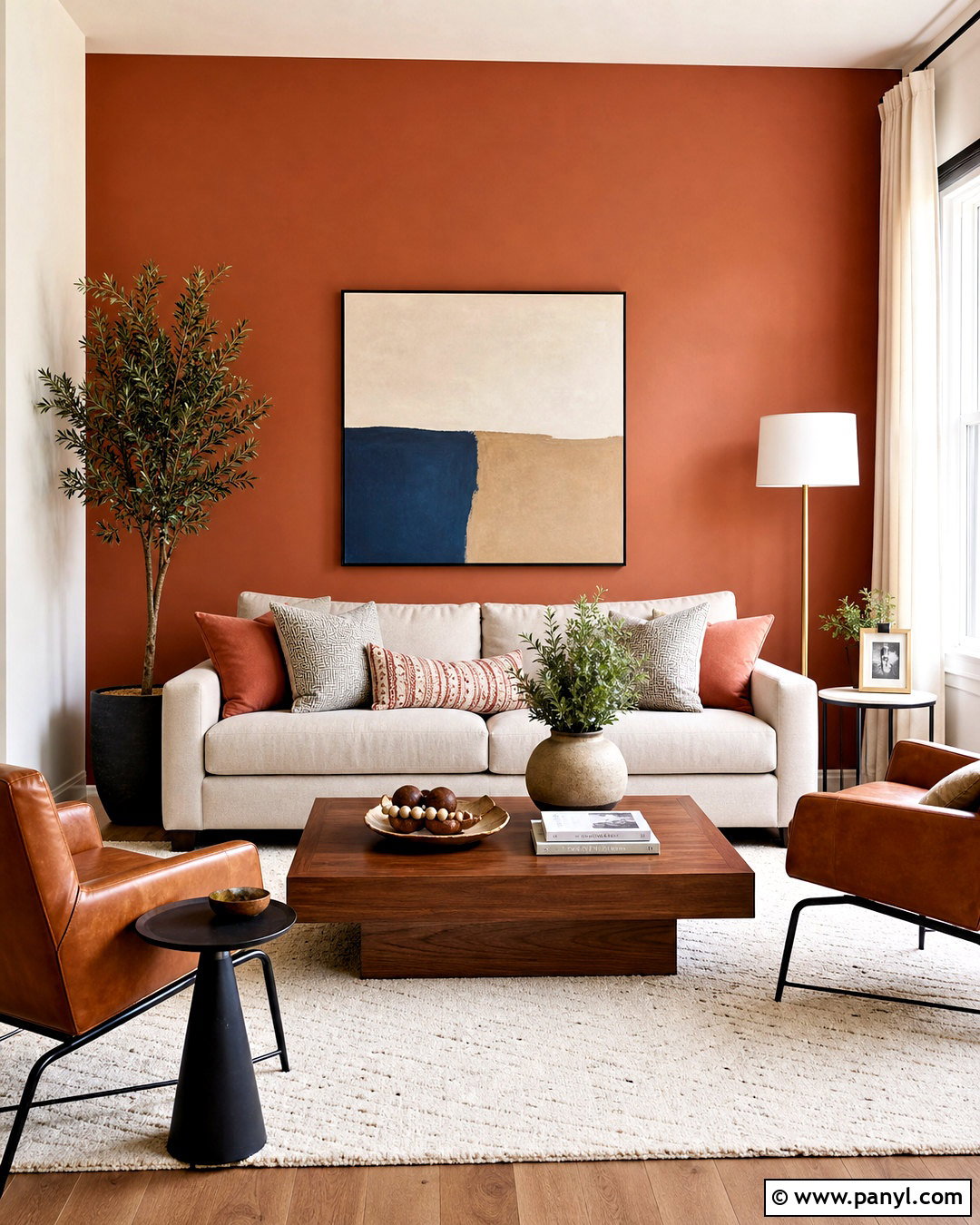 Terra Cotta Living Room Accent Wall - 20 terra cotta living room ideas