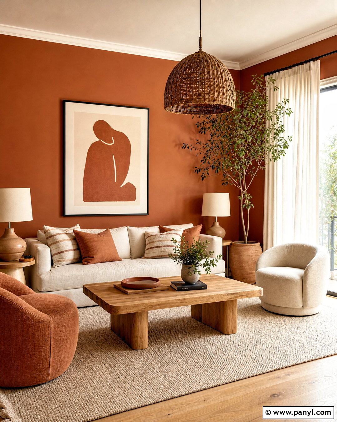 Terra Cotta Living Room With Cream Sofa - 20 terra cotta living room ideas