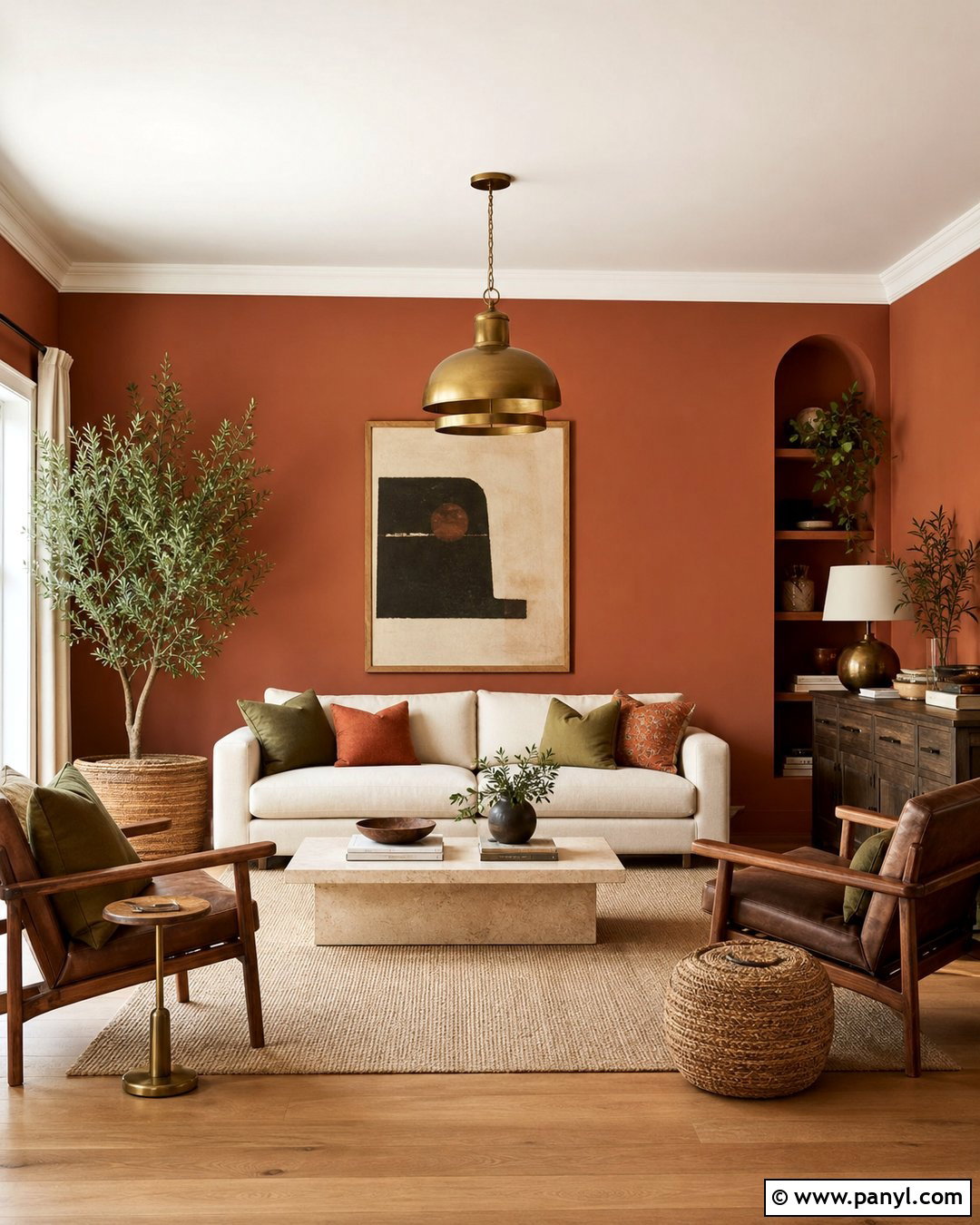 Terra Cotta Living Room With Cream Sofa - 30 terra cotta wall color ideas
