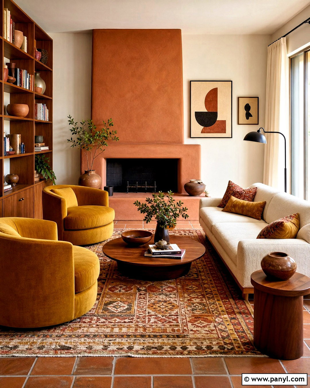 Terra Cotta Living Room With Mustard Yellow - 20 terra cotta living room ideas