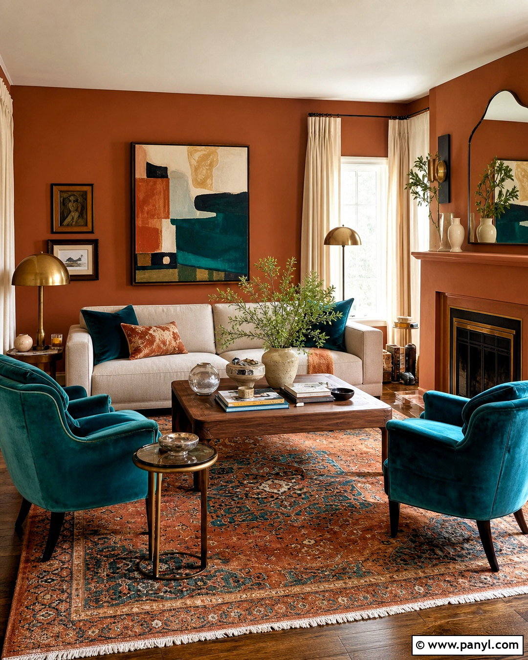Terra Cotta Living Room With Teal Accents - 20 terra cotta living room ideas