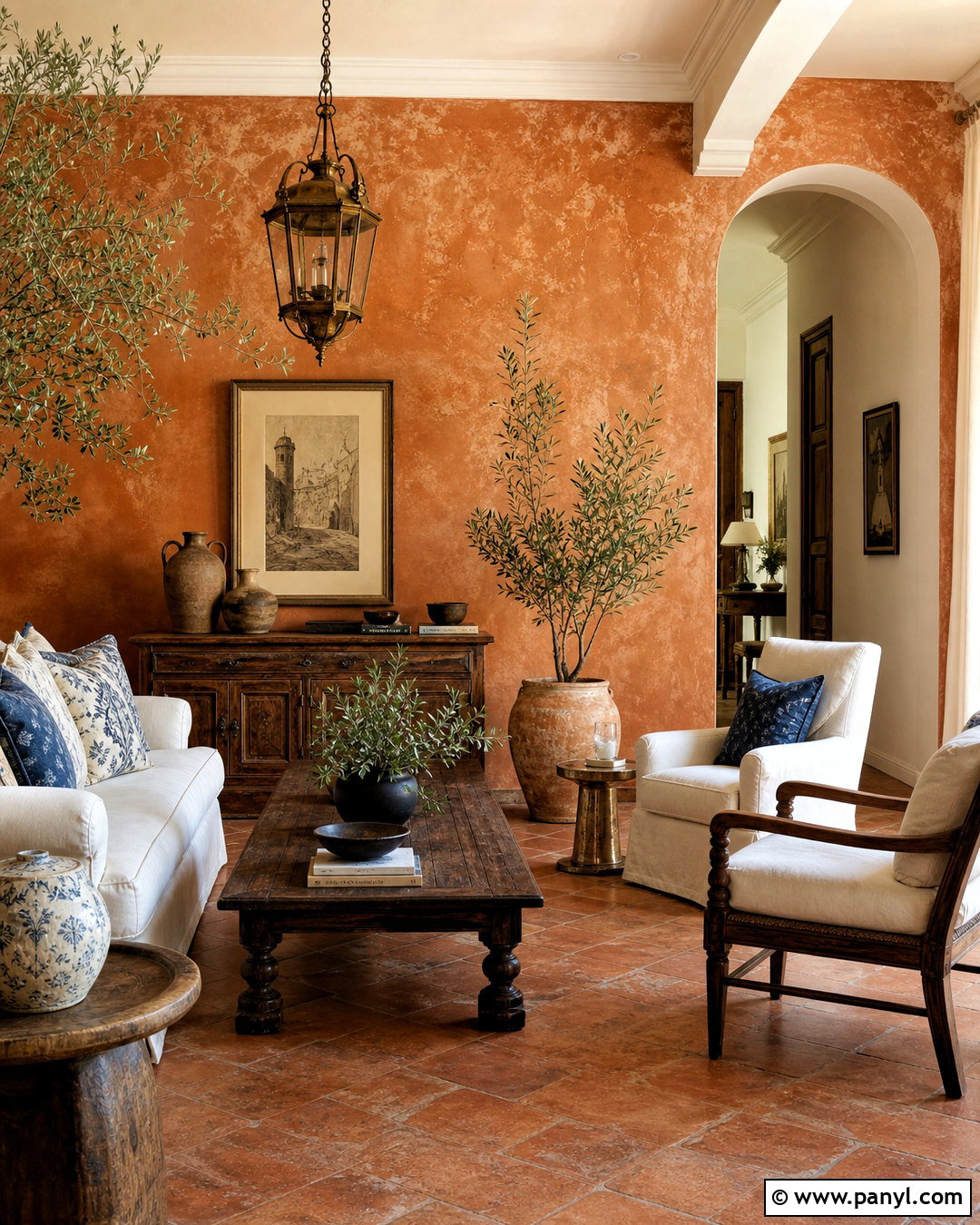 Terra Cotta Mediterranean Accent Wall - 20 terra cotta accent wall ideas