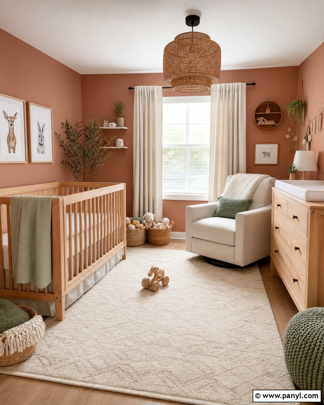 Terra Cotta Nursery With Natural Wood - 30 terra cotta wall color ideas