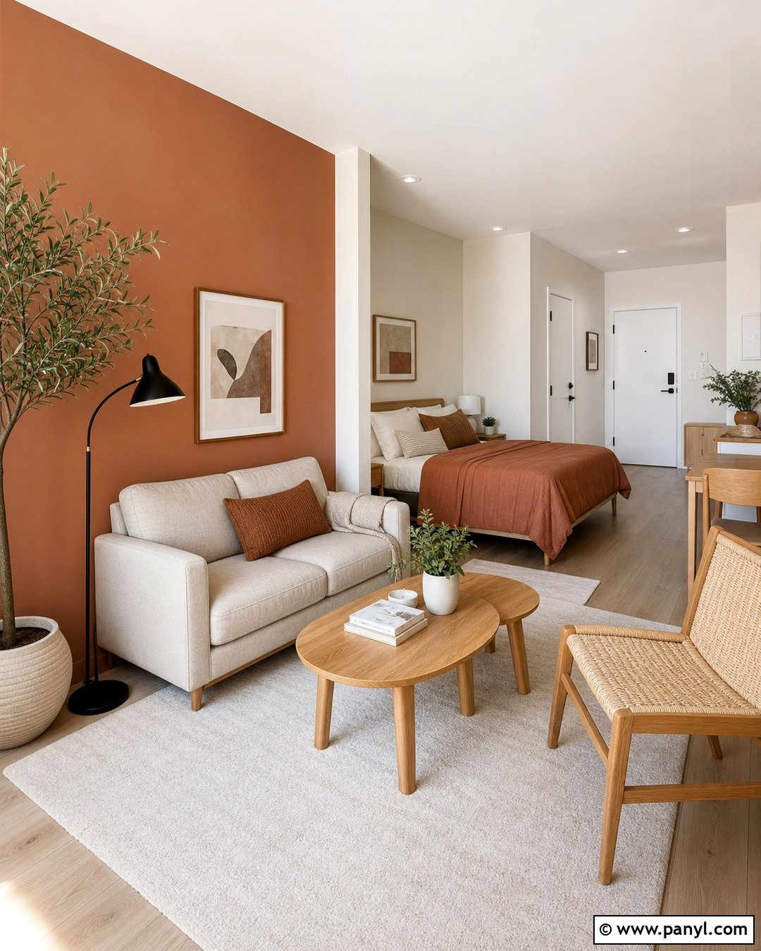 Terra Cotta Studio Apartment With Neutral Decor - 30 terra cotta wall color ideas