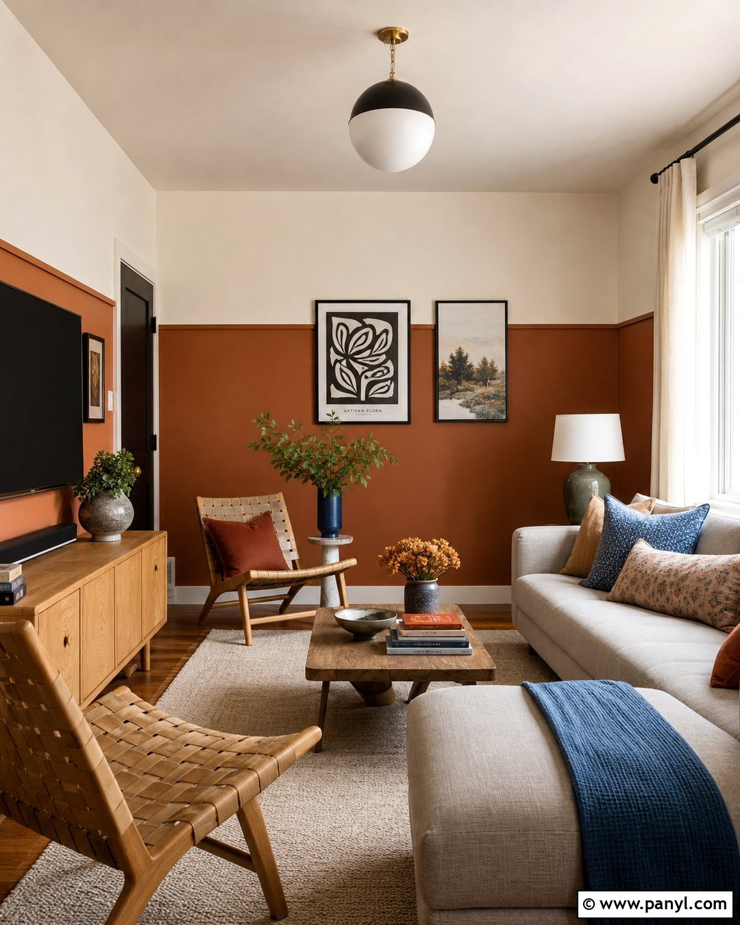 Terra Cotta Two Tone Wall With Warm White - 30 terra cotta wall color ideas