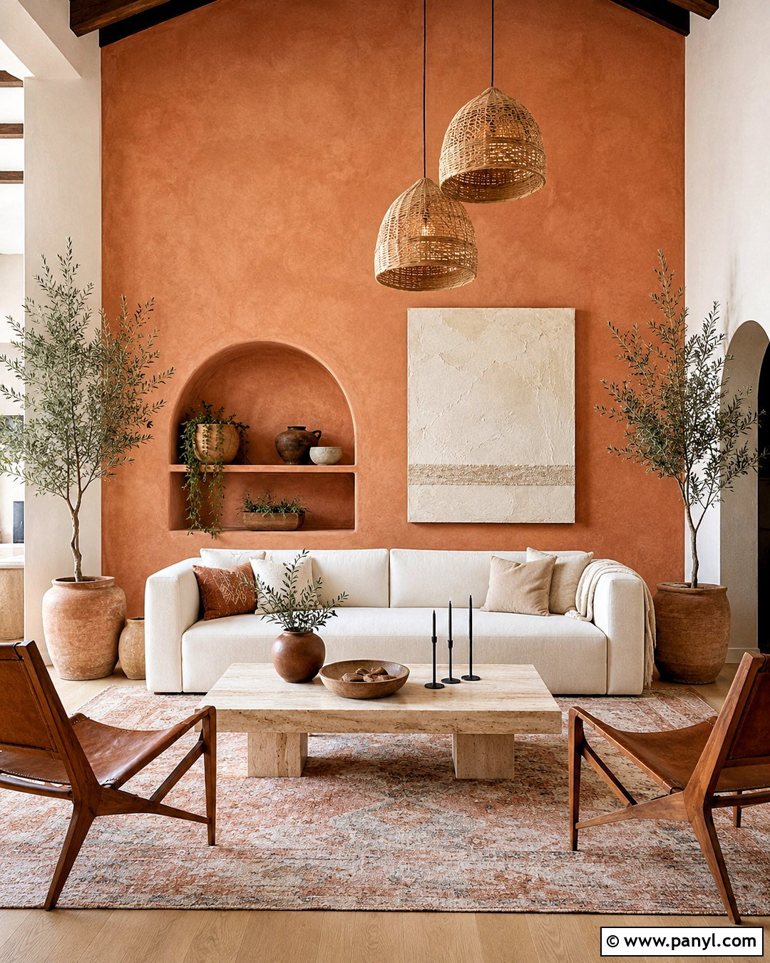 Terracotta Accent Wall - 35 tall accent wall high ceilings
