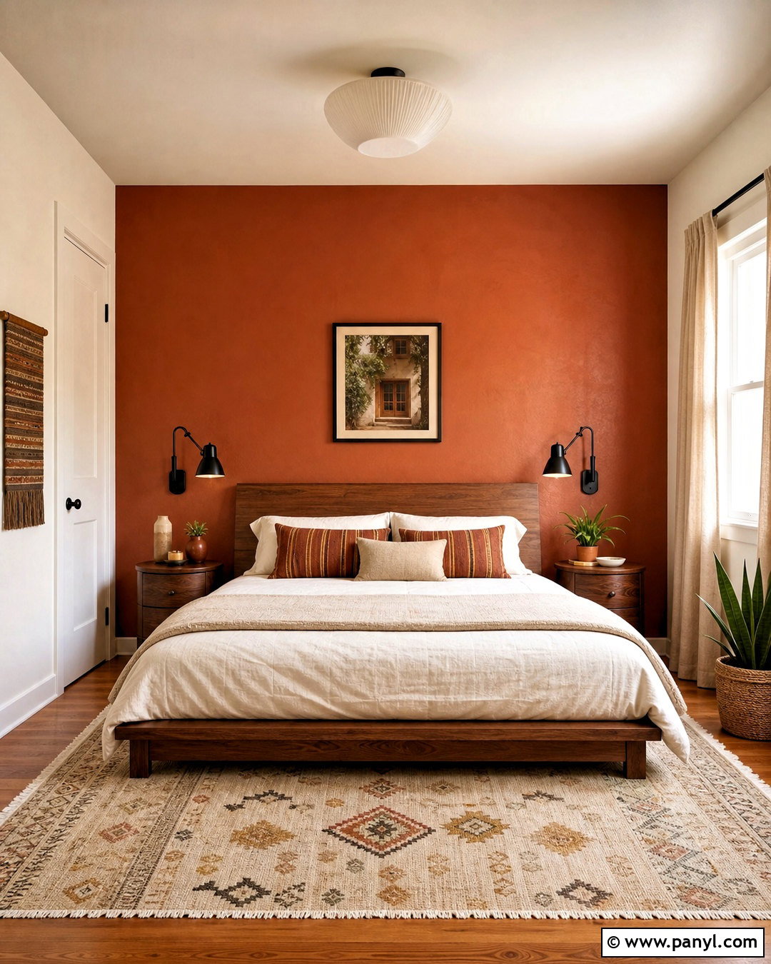 Terracotta Accent Wall Small Bedroom - 20 bedroom paint ideas for small rooms