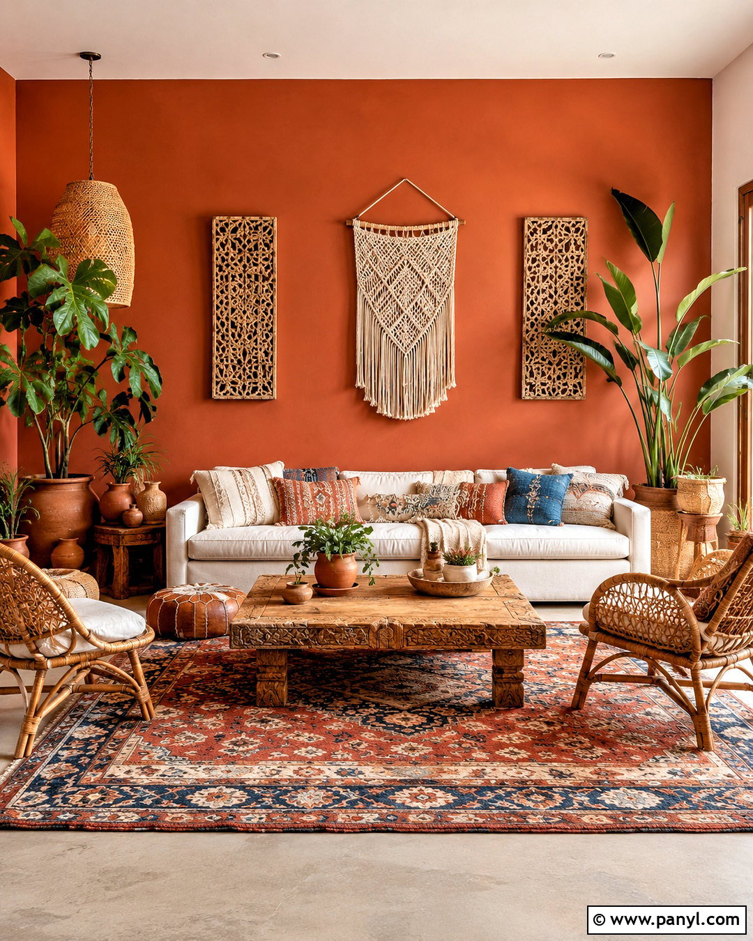 Terracotta Accent Wall With Boho Decor - 35 terracotta accent wall ideas