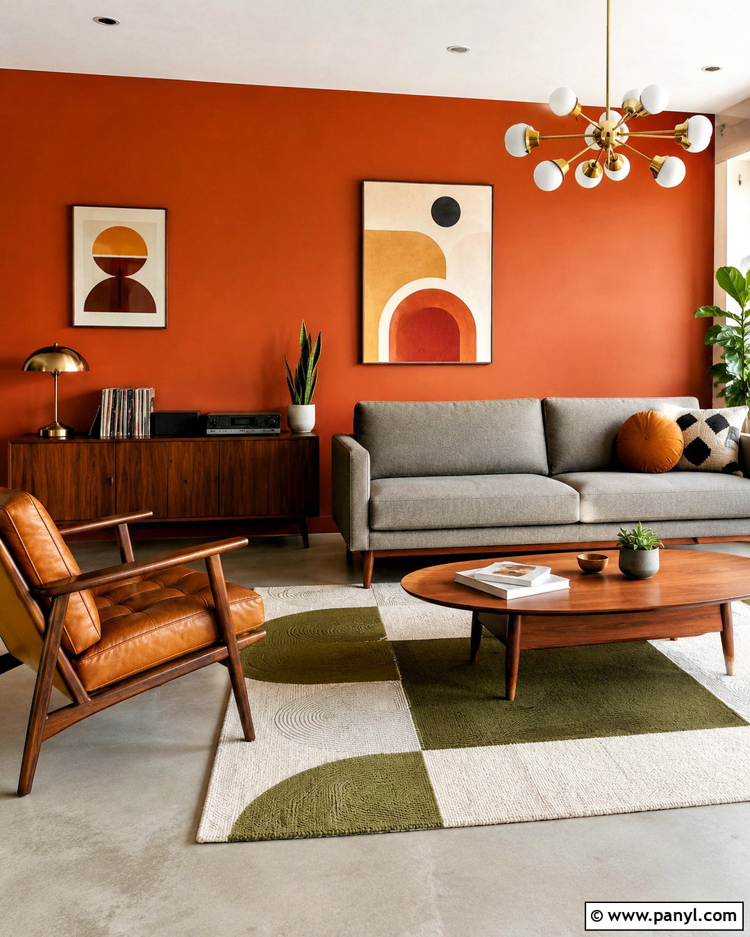 Terracotta Accent Wall With Midcentury Furniture - 35 terracotta accent wall ideas