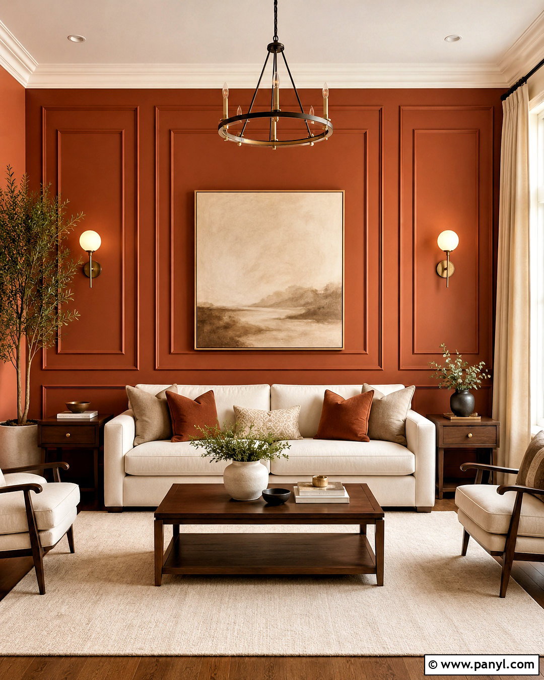 Terracotta Accent Wall With Panel Molding - 35 terracotta accent wall ideas