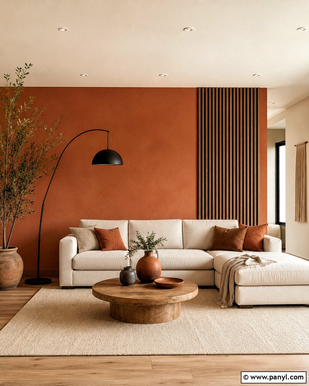 Terracotta Accent Wall With Wood Slats - 35 terracotta accent wall ideas