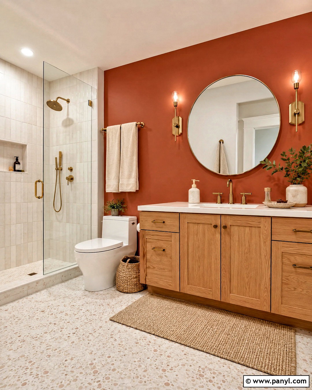 Terracotta Accent Wall in a Bathroom - 35 terracotta accent wall ideas
