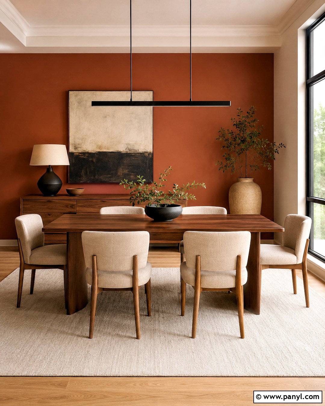 Terracotta Accent Wall in a Dining Room - 35 terracotta accent wall ideas