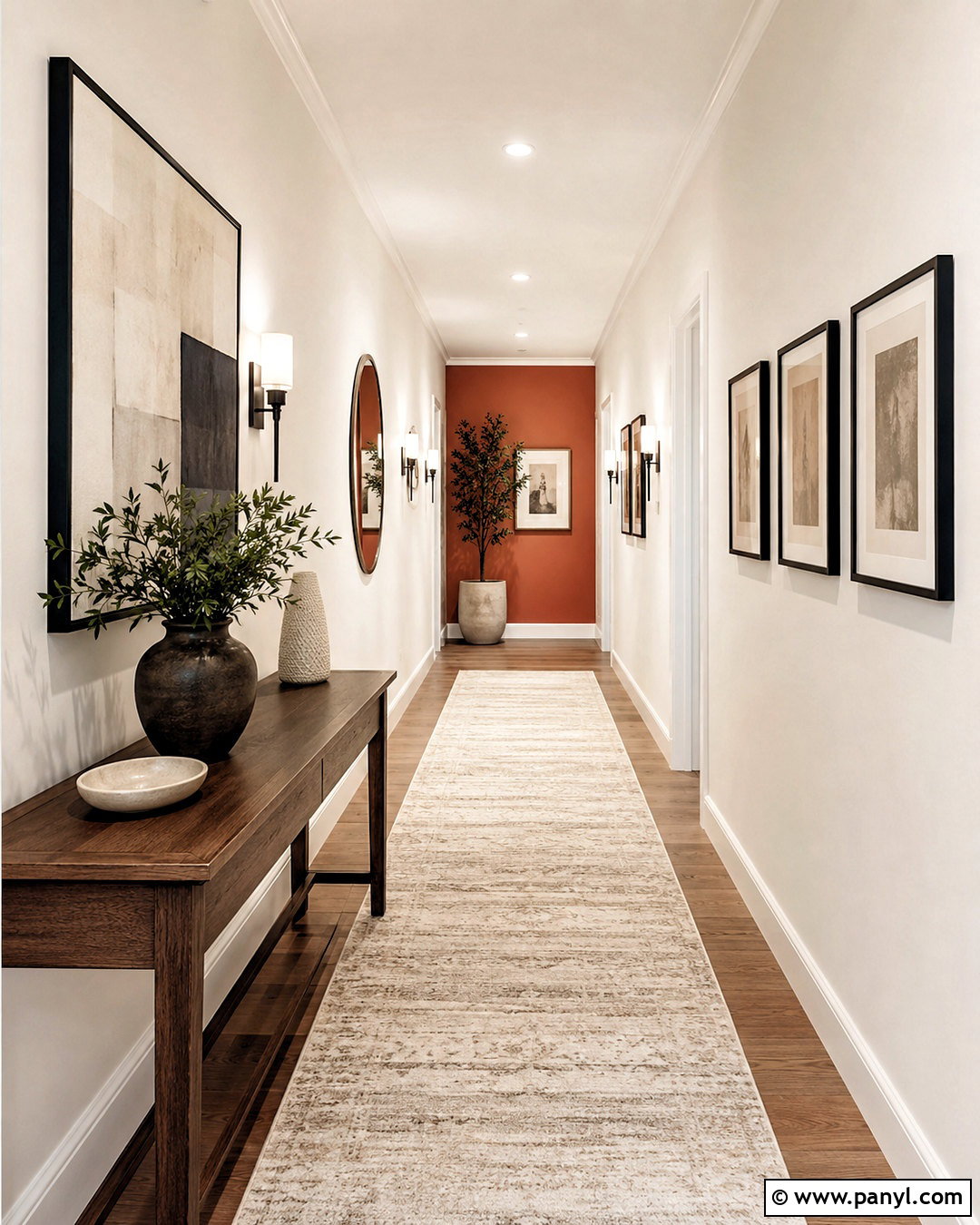 Terracotta Accent Wall in a Hallway - 35 terracotta accent wall ideas