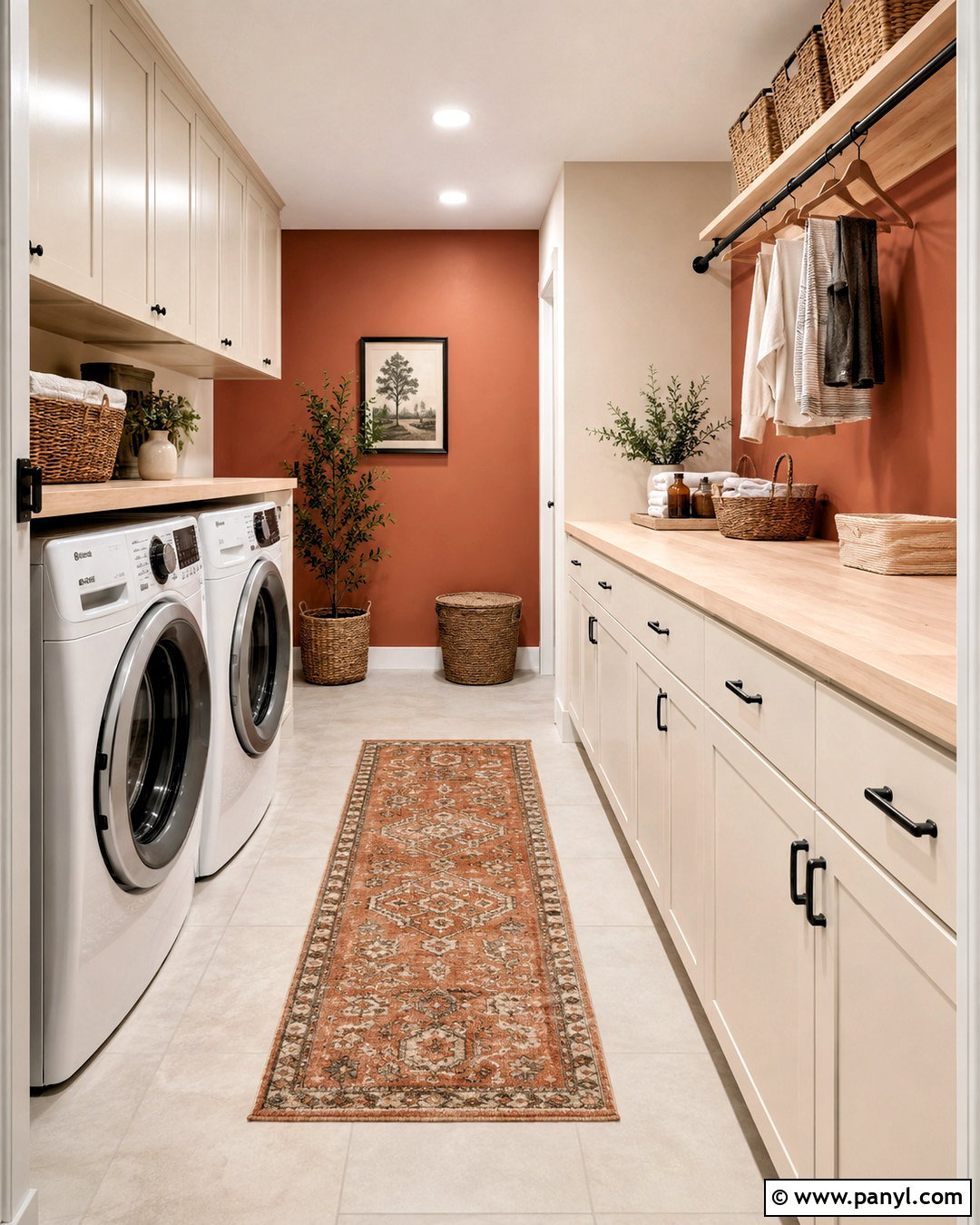 Terracotta Accent Wall in a Laundry Room - 35 terracotta accent wall ideas